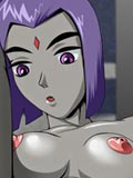 cute Raven from Teen Titans put off her coat and play with dildo animes