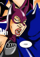 Titted Catwoman gives a and takes of