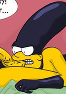 Marge Simpson stuffs meat cock in unshaved slit